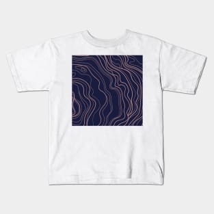 Navy Topography Art Kids T-Shirt